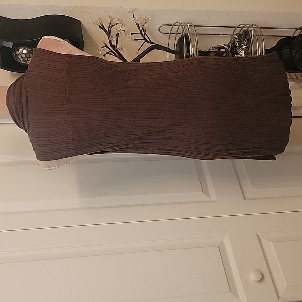 Dress Barn Chocolate Brown Sleeveless Long Cardigan, Size L. with pockets. - Picture 4 of 7
